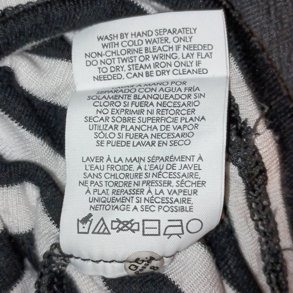 CAbi #5188 Spring Bistro Black/White Striped 3/4 Sleeve Top Size S - Picture 6 of 7